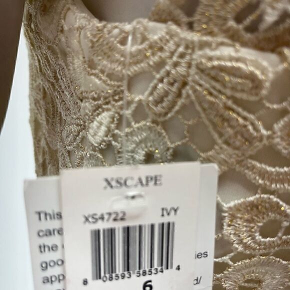 Xscape Sleevless Cream & Gold Sleeveless Dress - Picture 6 of 6